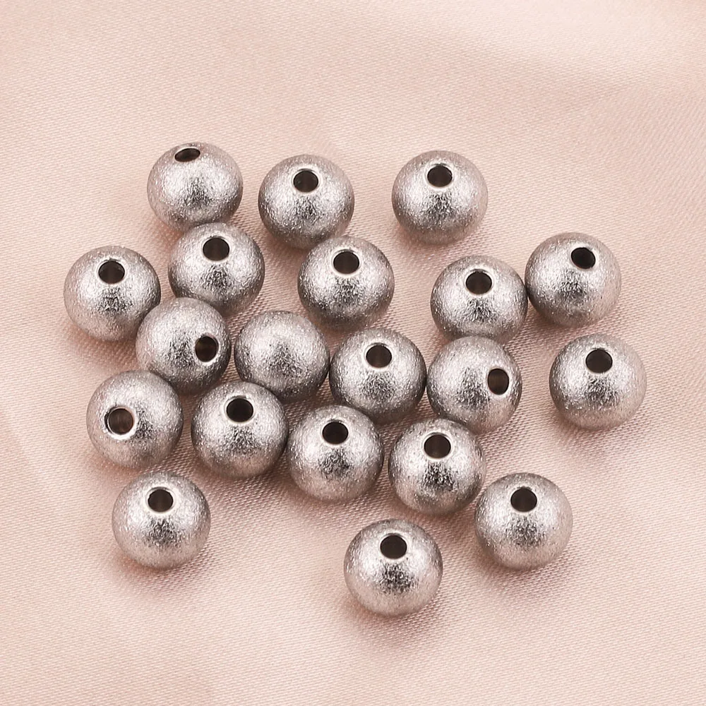 20pcs 4/5/6/8mm dull polish Spacer Stainless Steel frosted Round Seed Matte Beads for DIY Necklace Bracelet Jewelry Making Bead