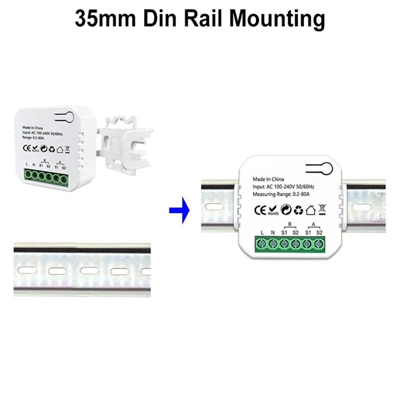 

REPLA-2X Tuya Smart Life Zigbee счетчик энергии двунаправленный 2-канальный с зажимом CT App монитор солнечной энергии, 80A, 110 В 240 В переменного тока