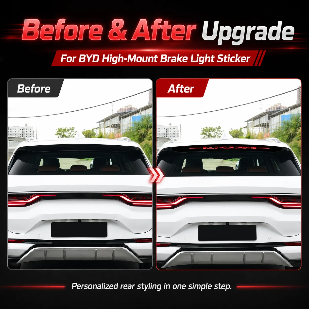 For BYD Seal U Dm I Song Plus Seal U Sealion 6 DMI EV High‑Mount Brake Light Stickers Build Your Dreams 3rd Stop Lamp Decal