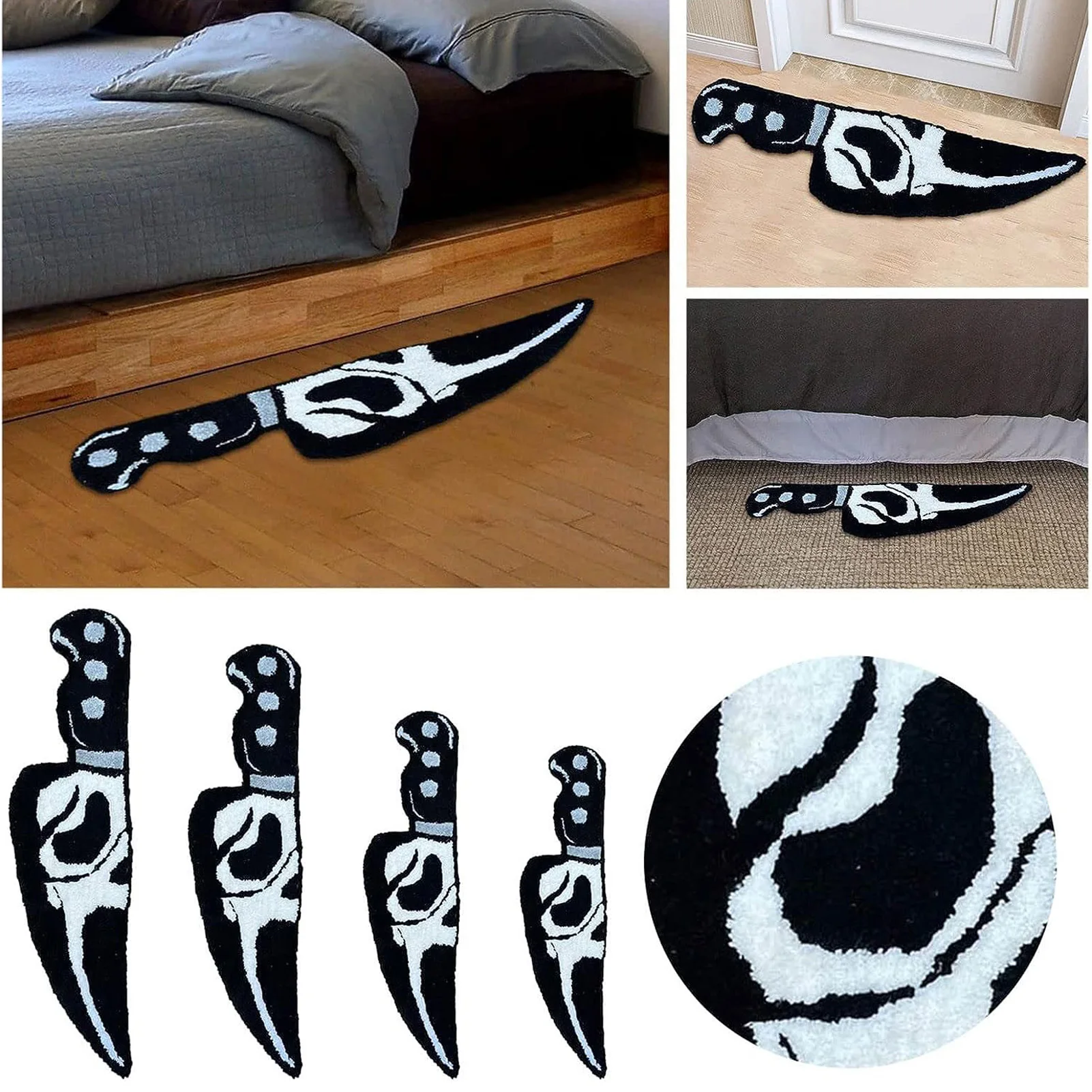 Skull Knife Carpet Horror Scary Scream Bedside Rug Wear Resistant Cashmere Home Welcome Decor 63.5CM