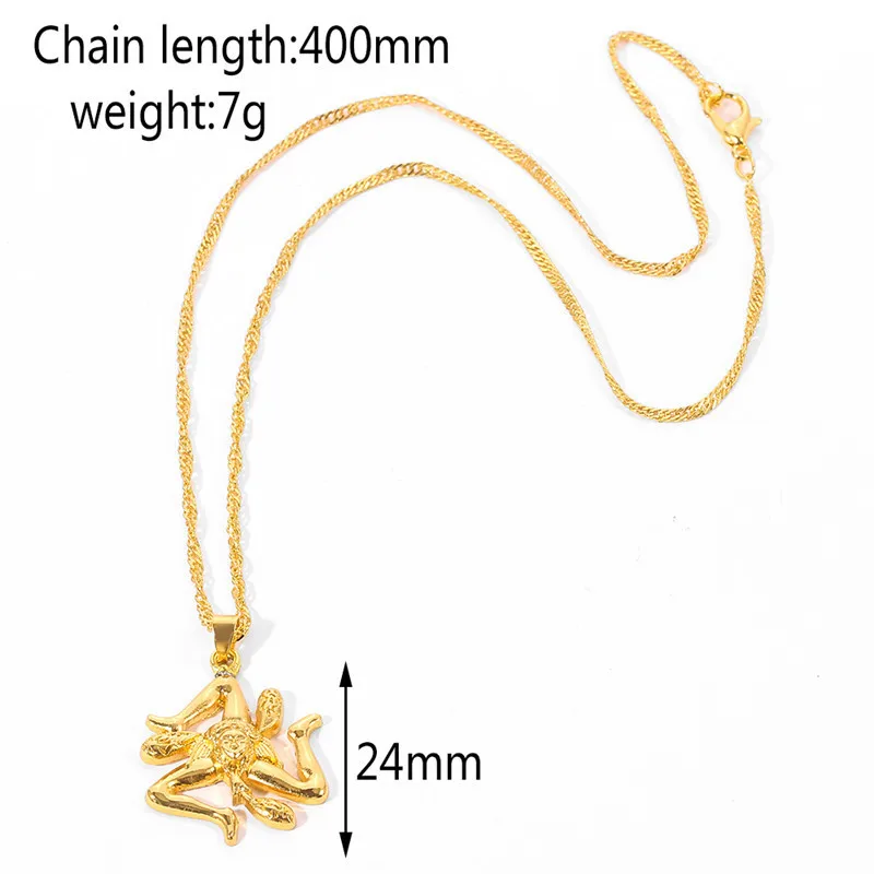 Anniyo Sicily Italy Cities Flag Pendant Necklaces Men Women,Gold Color Italian Sicilia Jewelry