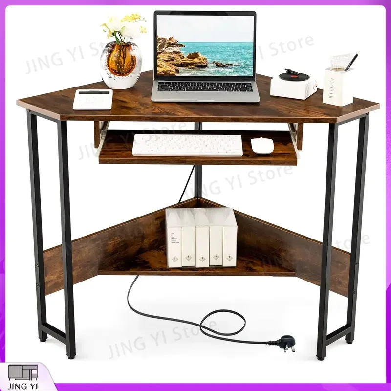 Corner Desk Small Computer Desk Triangle Laptop Workstation Office Desk for Home Study Room Adjustable Height