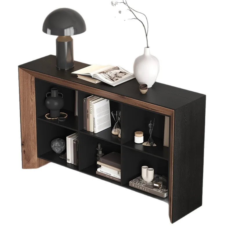 

Wabi-sabi black solid wood side cabinet, retro kitchen cabinet