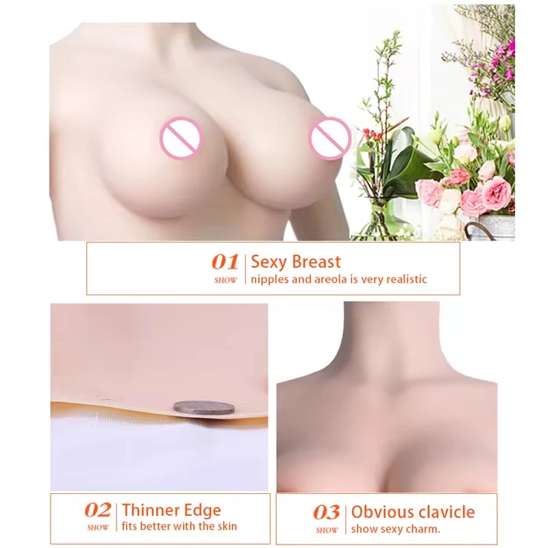 Women\'S Full Body Silicone Sexy Boobs E Cup With Arms Realistic Half Body Breast Crossdressing Man To Woman Transvestite Costume