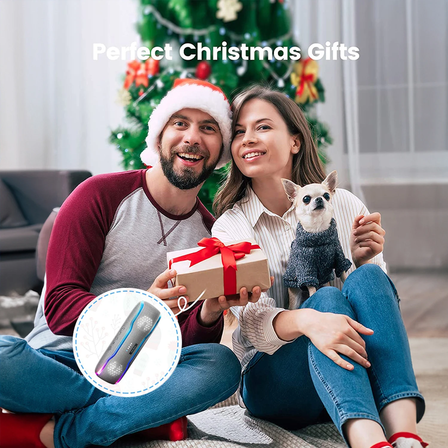 

WISETIGER F10C Grey Bluetooth Speakers for Christmas 25W Enhanced Bass Portable Outdoor BT Wireless RGB Light IP7 Waterproof