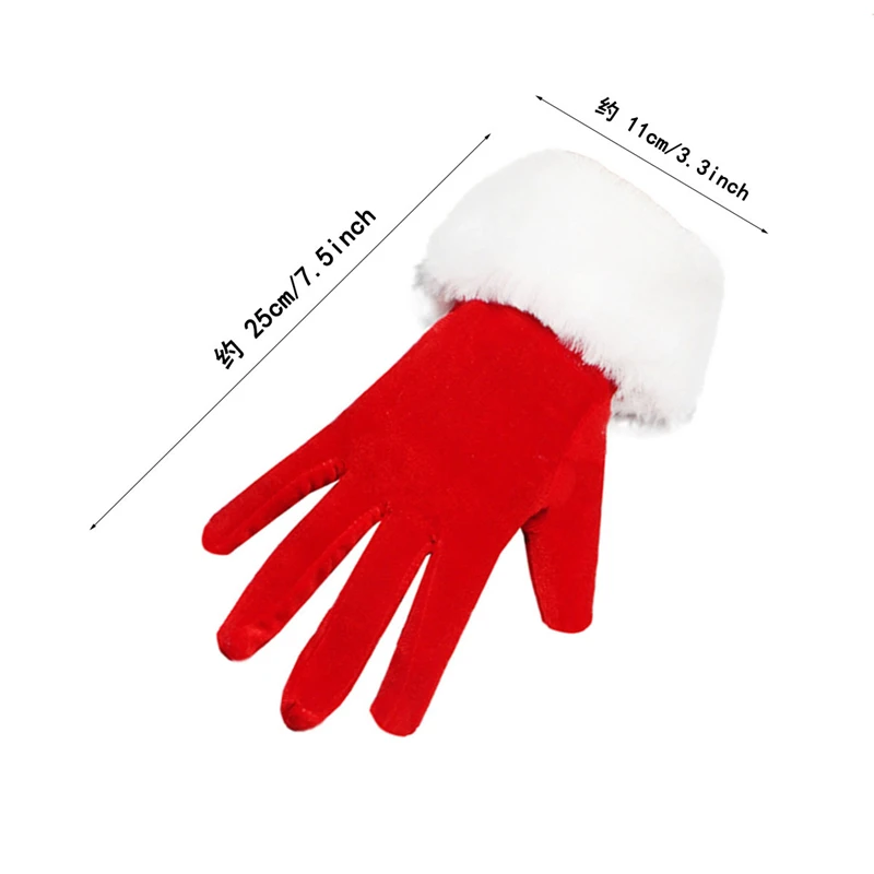 Christmas party Costume Performance Gloves Women Winter Thicken Warm Plush short Gloves Dinner Etiquette Mittens