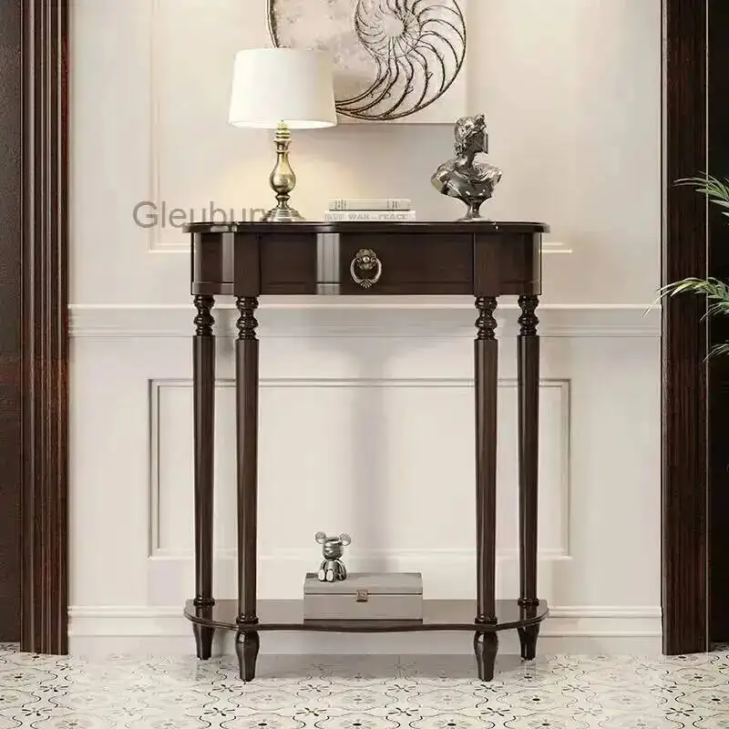 Mid Century With Table Retro Console Drawer Simple Modern French Console Table Aesthetic Metal Handle Mesa Com Gaveta Furniture
