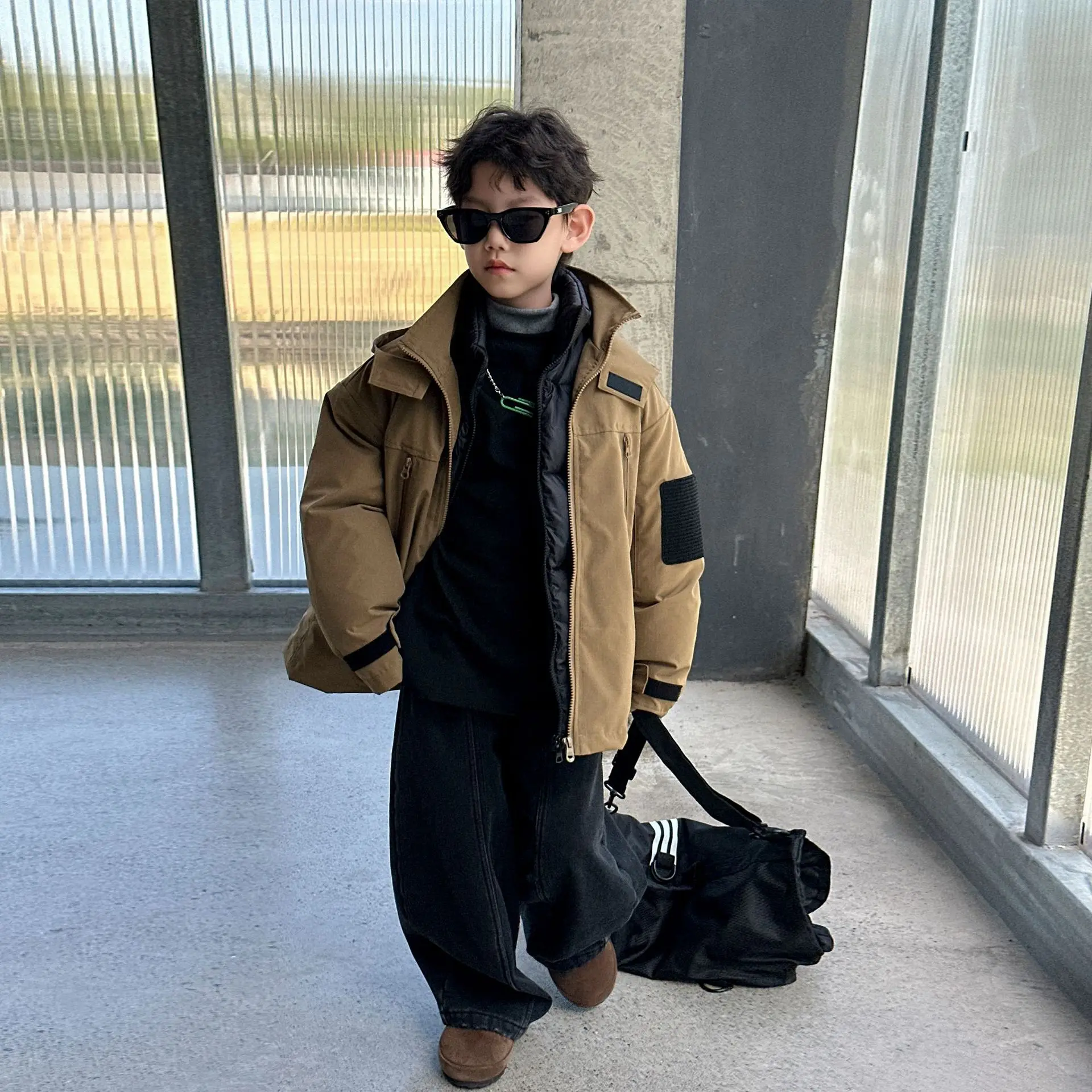 Children's Clothing Boys' Set Autumn and Winter New Stormtrooper Jacket Down Inner Two Piece Set Thickened Children's Warmth