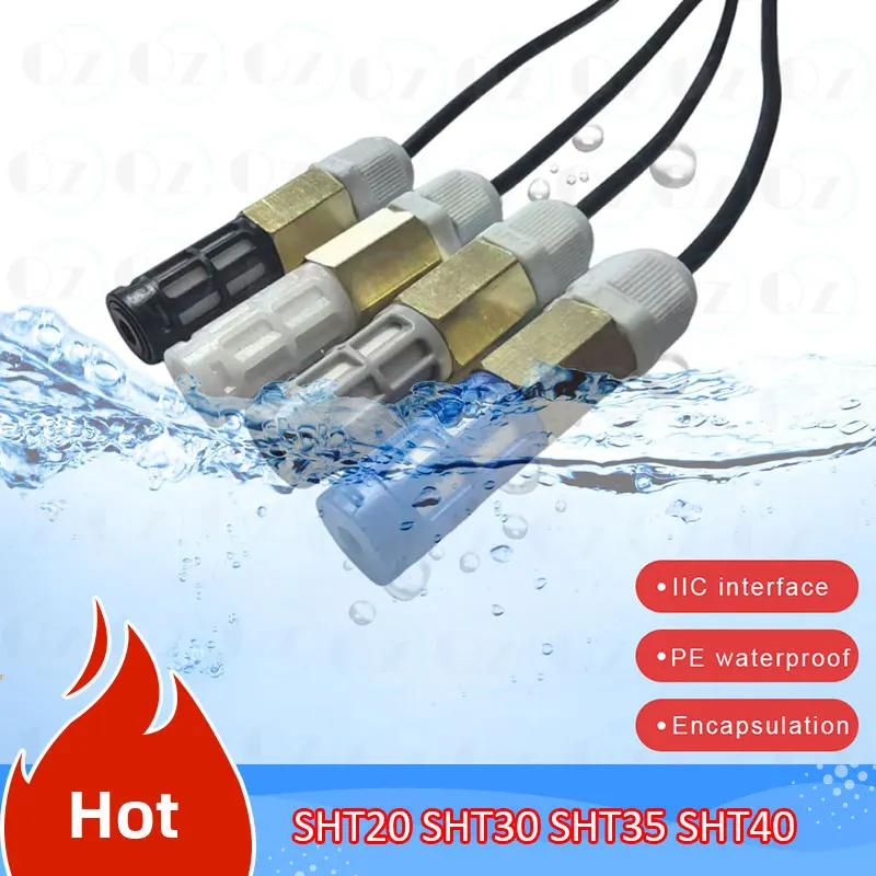 SHT40 SHT30 SHT20 21 SHT35 Temperature Humidity Sensor Module Probe Cable Waterproof Digital Capacitance Sensors 1M I2C Output