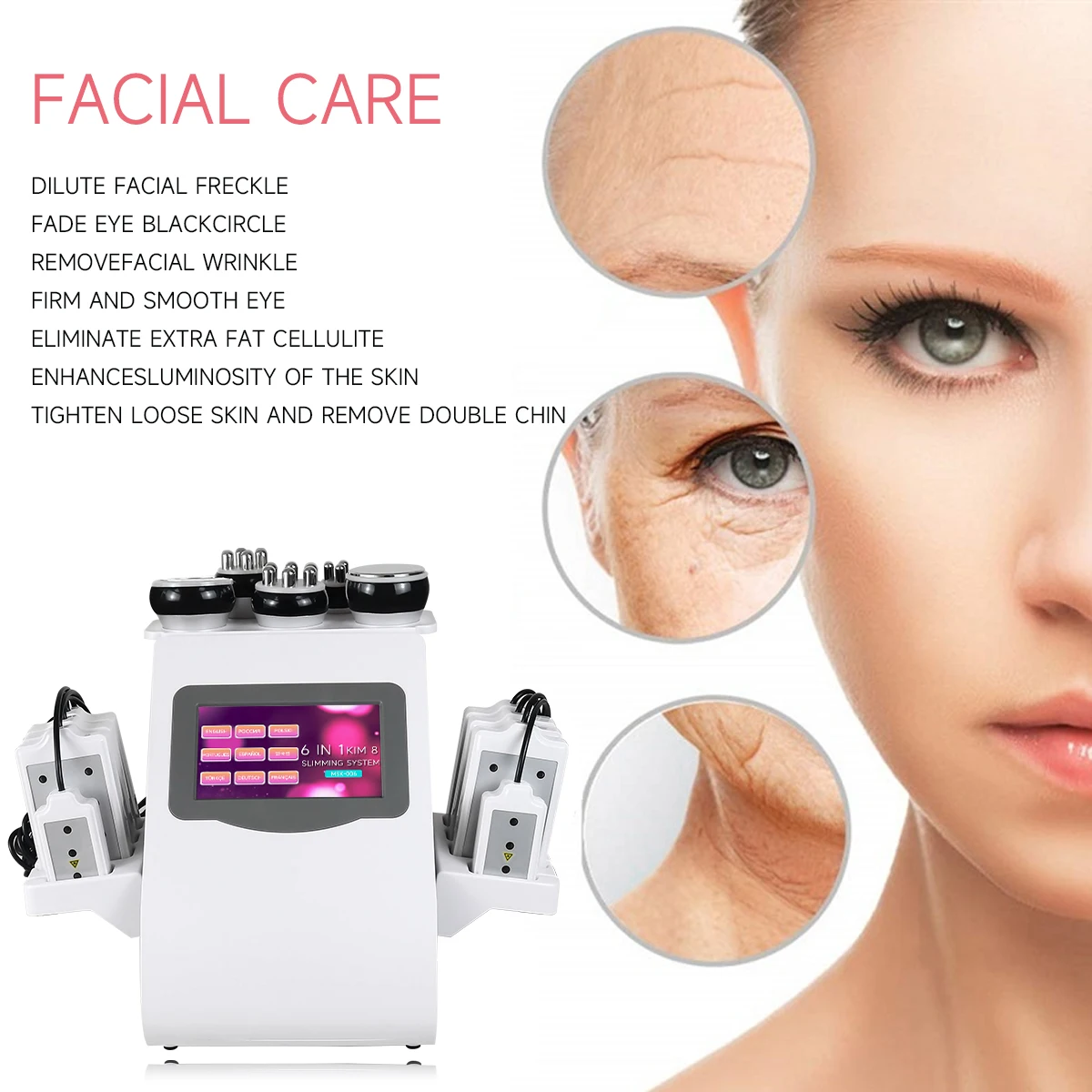 6 In 1 40K Kim 8 Lipo Laser Vacuum Cavitation Machine Ultrasonic Radio Frequency Facial Massage Body Shaping Skin Care Equipment