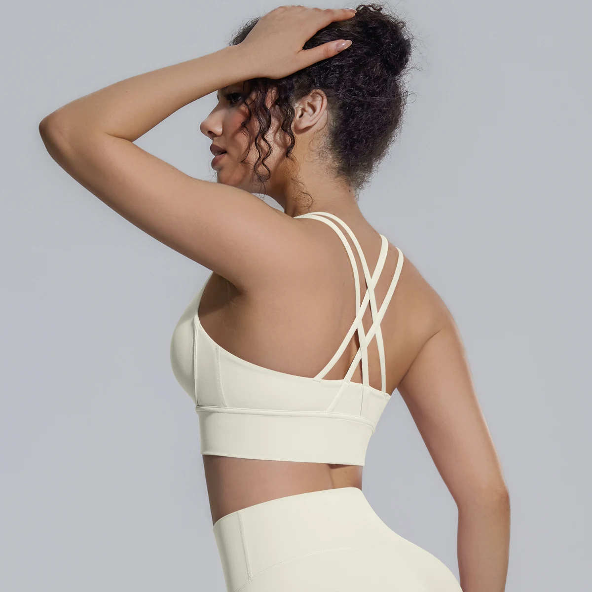 Damen Einfarbiger Schöner Rückenfreier Yoga-BH Yoga-Unterwäsche mit Brustpolster Sommer Fitness Sport Stoßfester Workout-Top Sexy BH – Detail 27