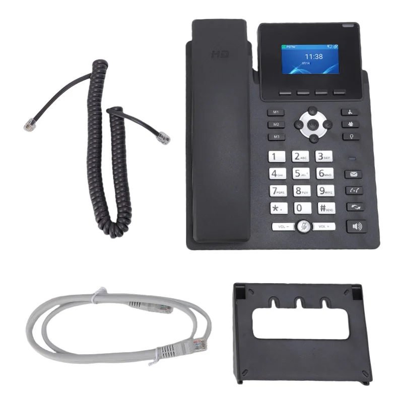 Contas VoIP de telefone IP Tela colorida de 2,4 polegadas Porta dupla Gigabit Ethernet Desktop Business Media Phone