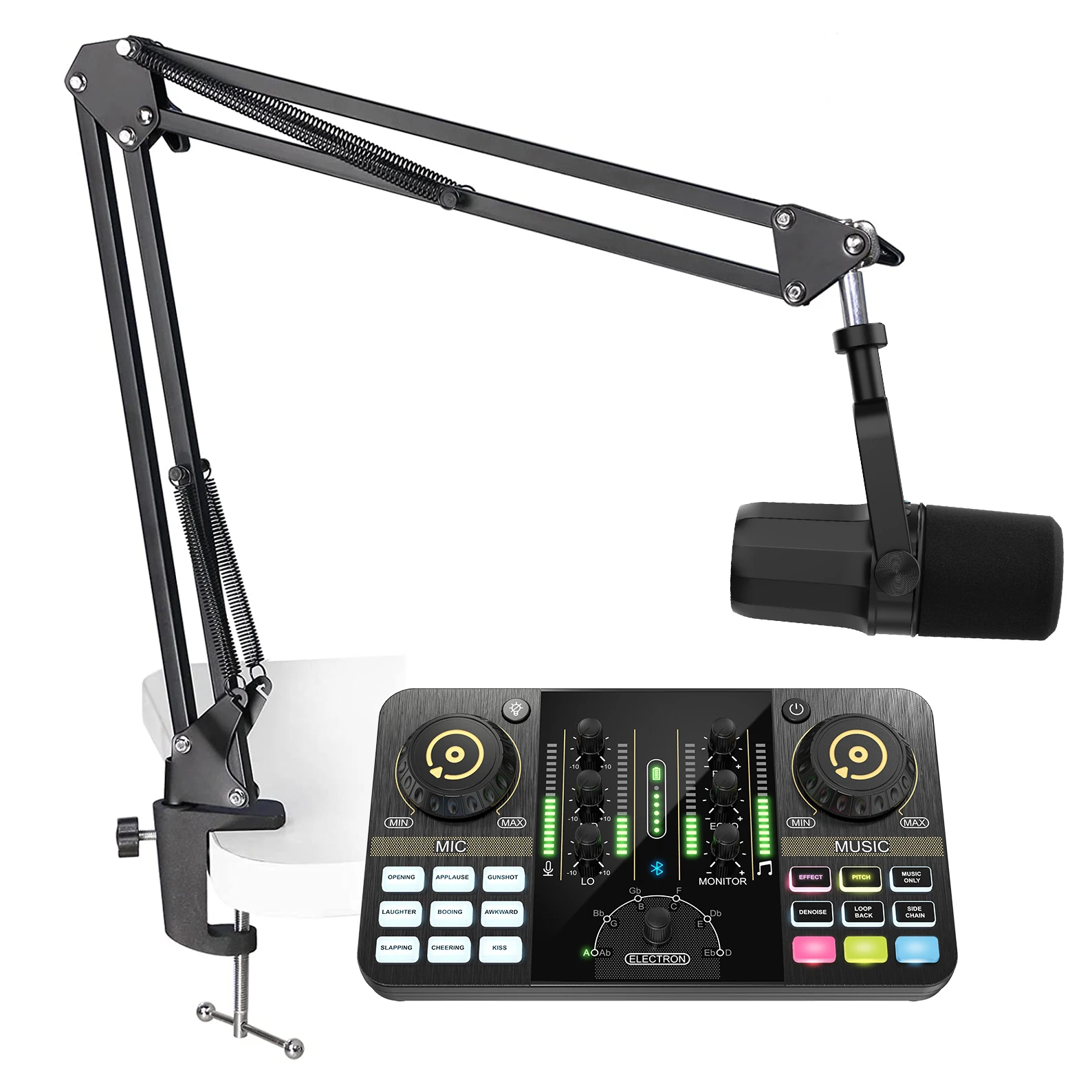 Professional Zimhome Podcast Broadcast Live Stream Equipment Microphone Kit with Voice Changer Sound Card