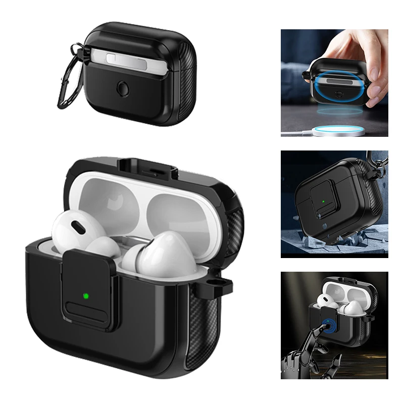 Case For Airpods Pro 2 Shockproof Case For Airpods 3 2 1 Case TPU+PC+ Magnetic Switch Headphone Case  Accessories Plus Keychain