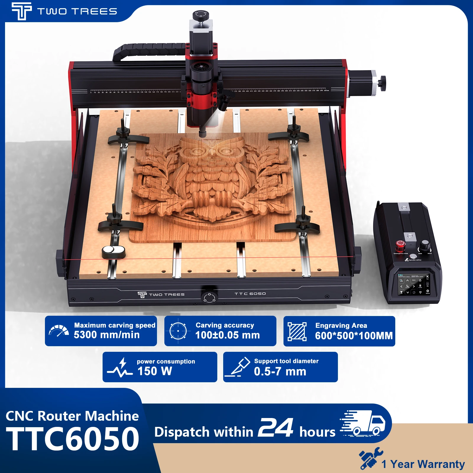 

TWOTREES Фрезерный станок с ЧПУ TTC6050 Фрезерный станок по дереву Деревообрабатывающее оборудование Инструменты с ЧПУ Фрезерный станок для печатной платы Металлическая печатная плата ПВХ