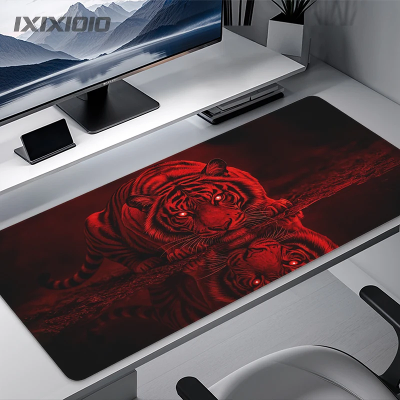 Black Red Fierce Tiger Mouse Pad Gaming printon demand Home New Custom Mousepad XXL Mouse Mat Natural Rubber Non-Slip Office