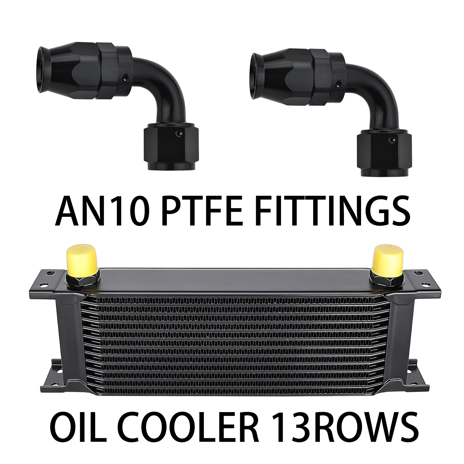 Kit de Radiador de Aceite de Aluminio de 10-30 Filas, Enfriador de Aceite Universal para Motor y Transmisión de Coche, con Accesorios de Manguera AN10 PTFE para Refrigeración de Competición