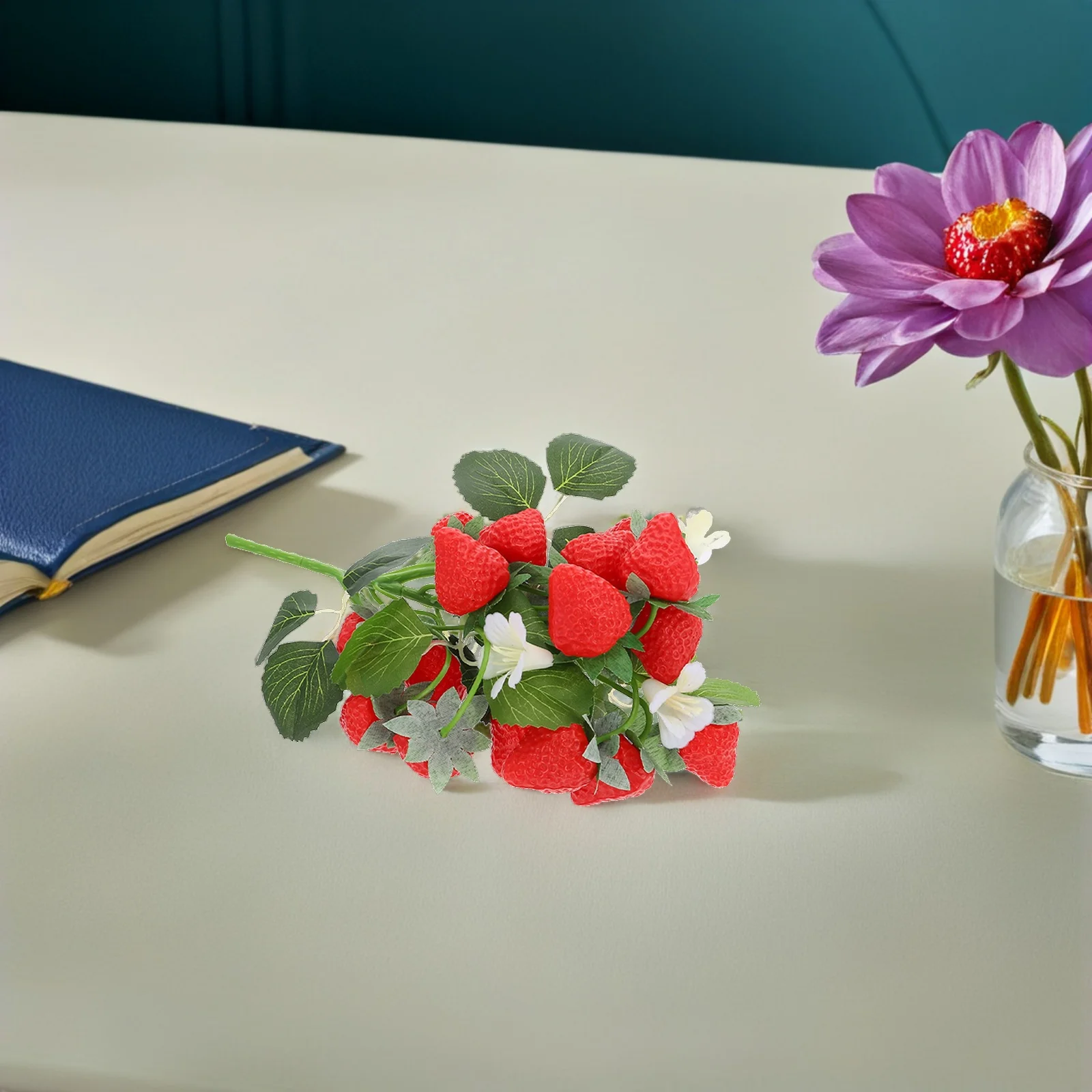 2 قطعة باقة فواكه اصطناعية واقعية من مادة PVC حلي زهور مزيفة نابضة بالحياة ديكور مكتب المنزل هدية فواكه صناعية