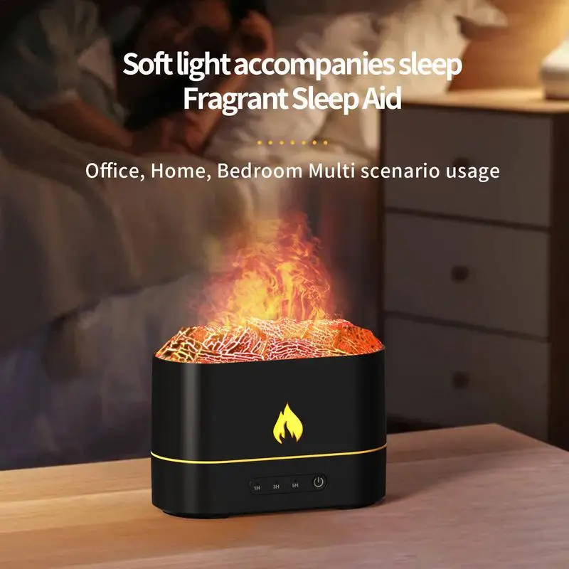 Humidificador de aire con llama, difusores de aceite de aromaterapia, luz nocturna de volcán, Aroma de escritorio, 7 colores de llama, sincronización silenciosa de 3 velocidades para