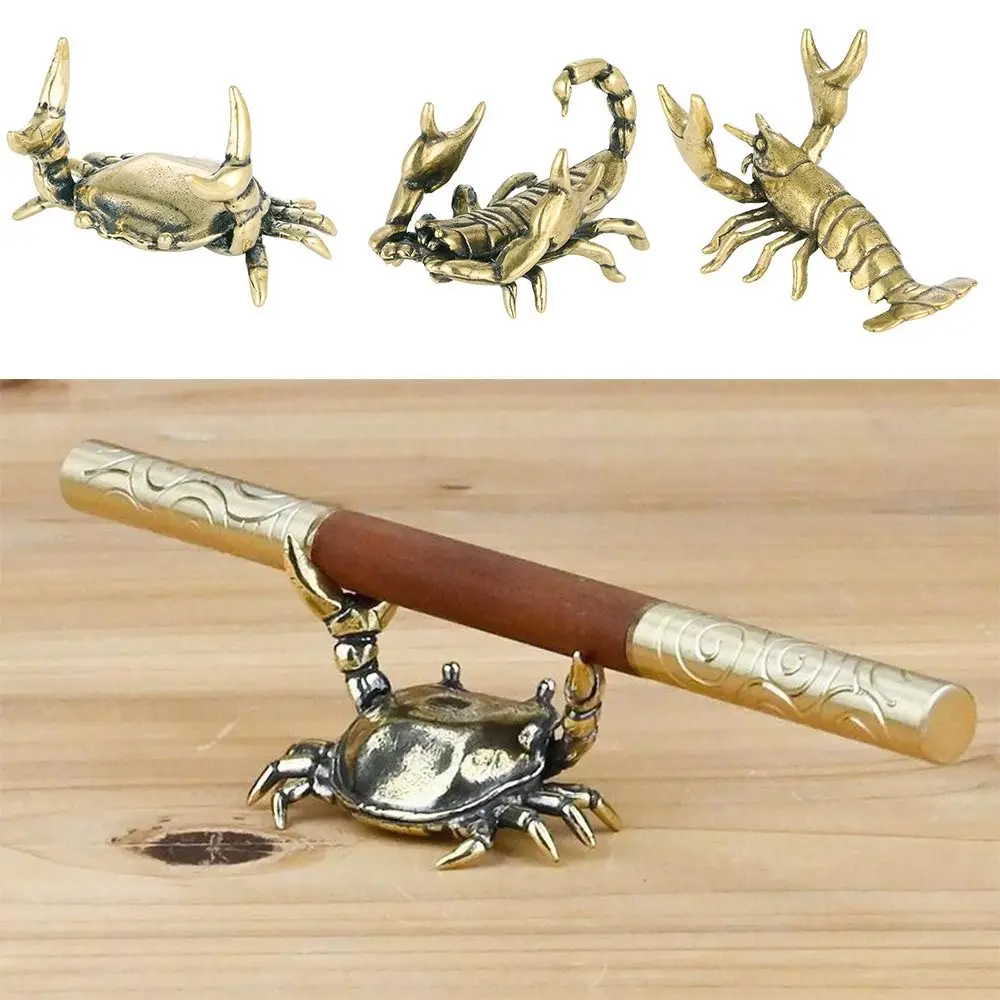 

Vintage Desktop Decorations Pen Holder Crab/Scorpion/Lobster Shaped Solid Brass Pen Stand Crafts Crayfish Figurines Gifts
