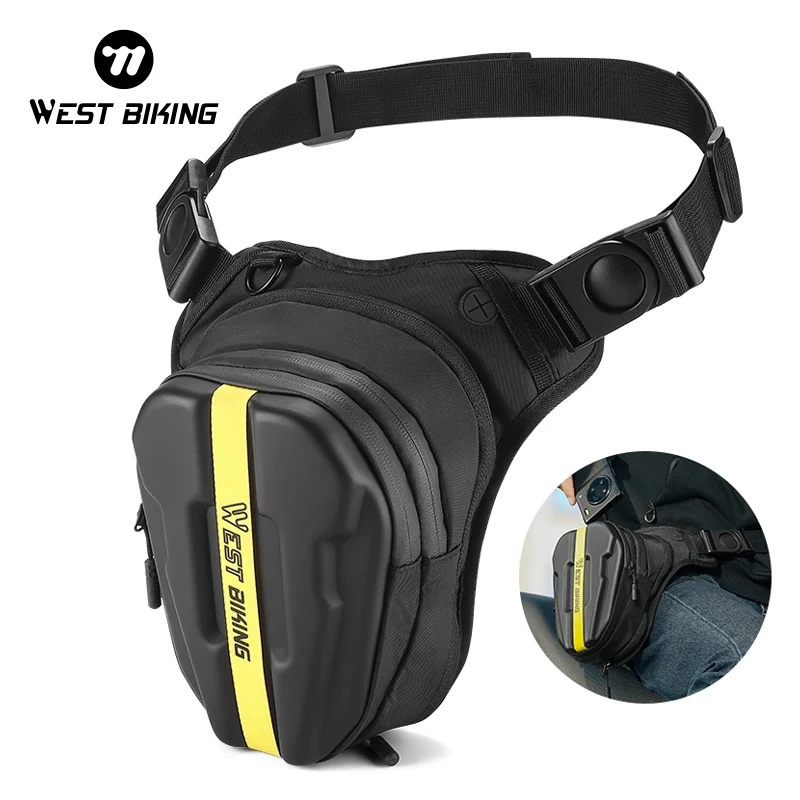 WEST BIKING Large Capacity Bicycle Bag Leg Hip Bum Fanny Pack Waterproof Motorcyclist Bag Outdoor Motorbike Adjustable Waist Bag