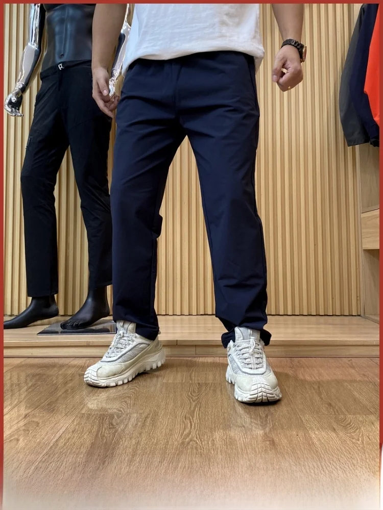 

Qui Dry Breathable Elastic Waterproof Outdoor Men's Sports Casual Straight Leg Long Pants Trendy Summer Nylon Polyester Blend