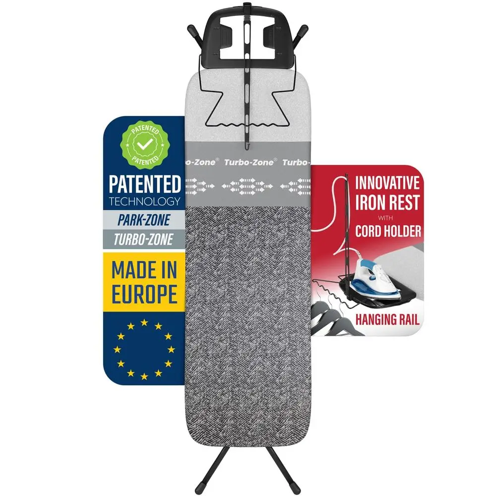 

Heavy Duty Ironing Board 48x15 Designed amp Made in Europe with Patent Technology, Turbo amp Park Zone