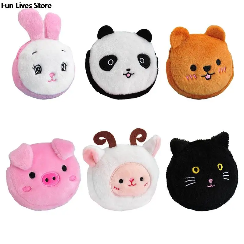 Plush Stuffed Coin Purse Pig Sheep Panda Cat Wallet Winter Soft Fur Organizer Pouch Lovely Animal Mini Key Money Bag Storage