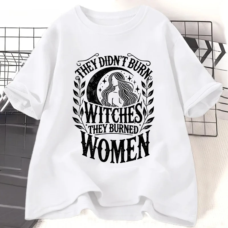 Vintage Feminist T Shirt Y2K Witch Graphic Tee They Didn't Burn Witches They Burned Women men cheap clothing with free shipping
