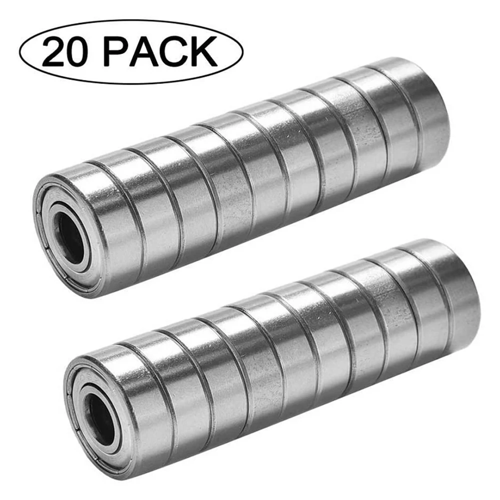 20pcs 608ZZ Ball Bearings Carbon Steel Single Row ABEC-7 Deep Groove Miniature Bearings for Boating Waves Aggregate Crushers