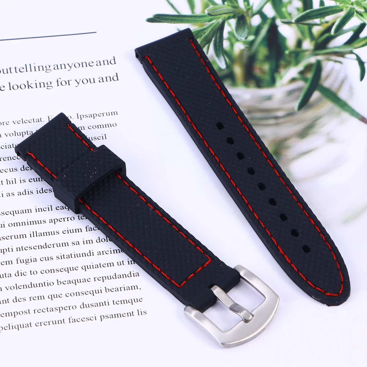 

Silicone Watch Bands Black 20mm Waterproof Durable Oilproof Fitness Swimming Compatible Easy to Install Straps