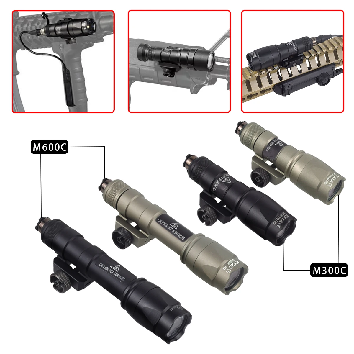 Tactical Airsoft SureFire M600C M600 M300 Tactical Scout Light AR15 Rifle Weapon Flashlight LED Hunting Spotlight M300A Gun Lamp