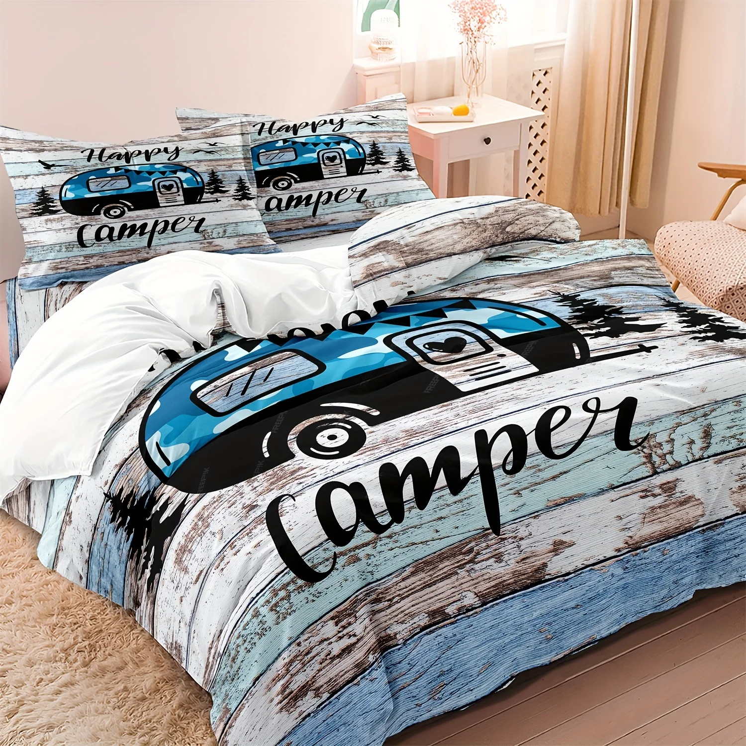 

Themed Duvet Cover Set 2/3pcs Serene Forest & Car Design Soft & Cozy Bedding Set Guest Room (1*Duvet Cover + 1/2*Pillowcases)