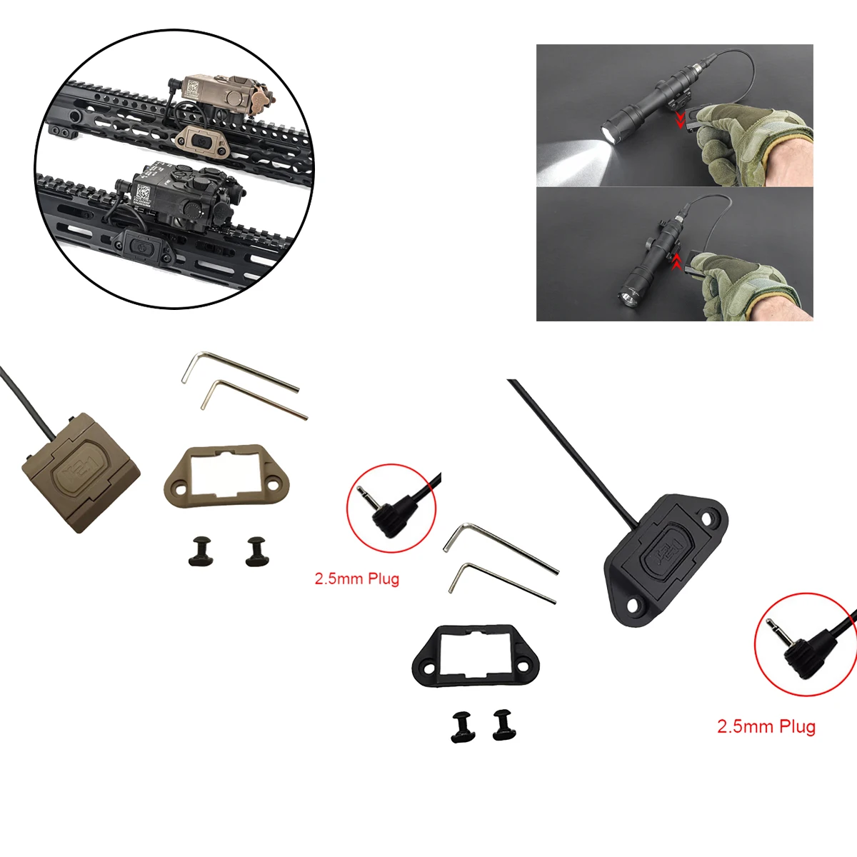 

Tactical Modular Wire Switch For M300/M600 Series Tactical Flashlights Airsoft Switch Kit For 20mm Rail With Conversion Kit