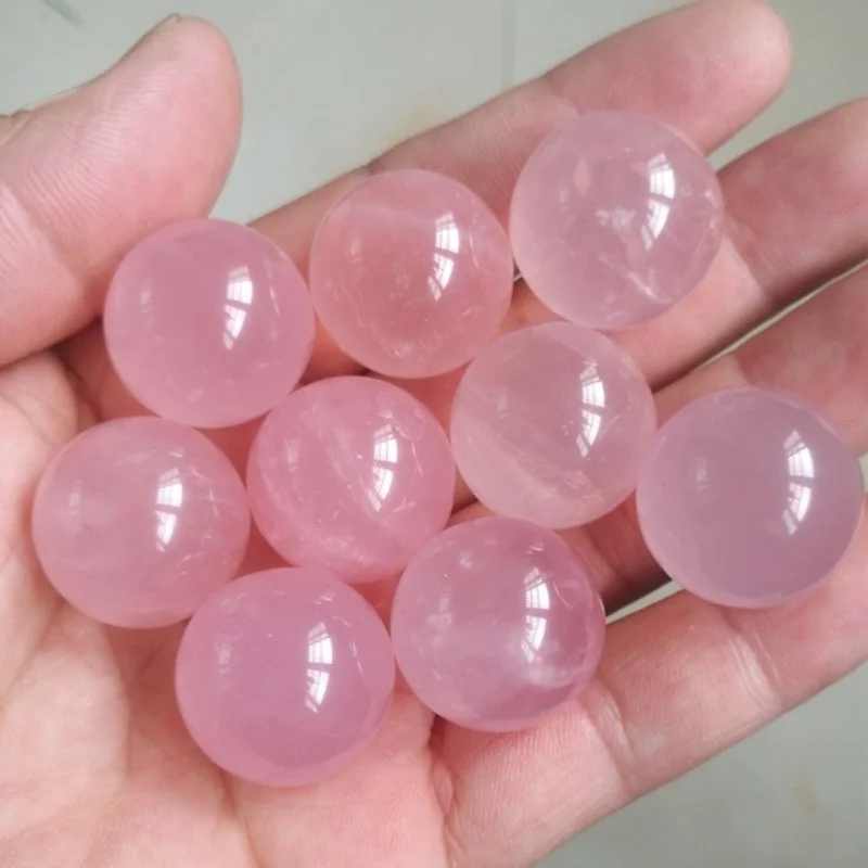 18-22mm Pink Crystal Smoky Crystal Small Sphere Natural Stone Quartz Gemstone Polished Gem Ball Healing Reiki Decoration
