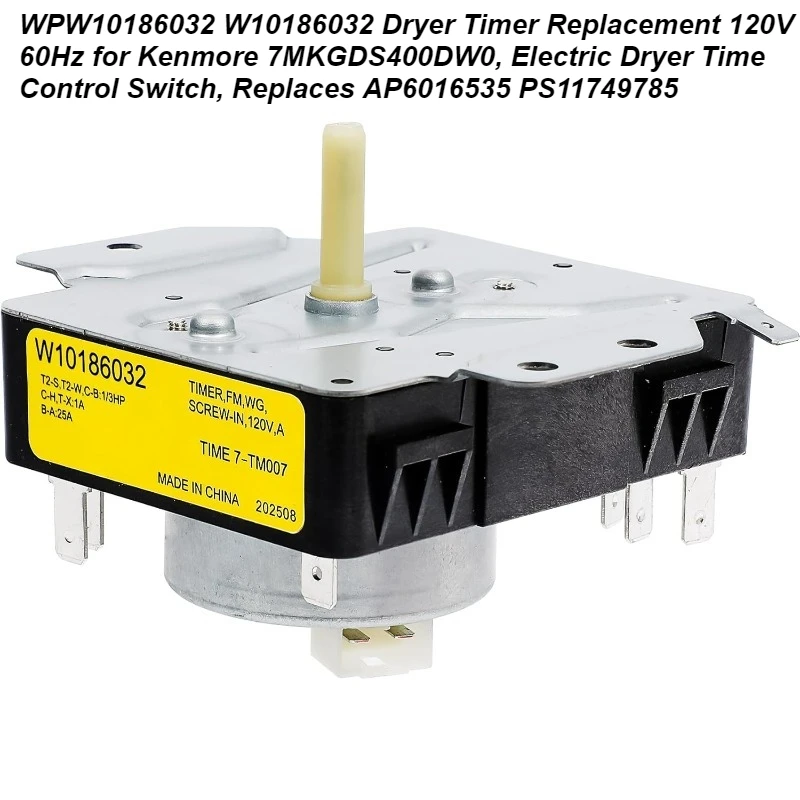 

WPW10186032 W10186032 Dryer Timer Replacement – 120V 60Hz Electric Timer, Fits Kenmore 7MKGDS400DW0 Dryer