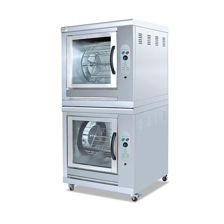 Commercial Vertical 2-Tier Electric Rotary Chicken Oven | Double Layer Rotisserie Grill with Rotating System