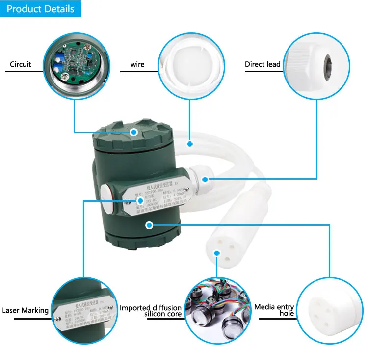 Firstrate FST700-102 IP68 Input Type Transmitter Anti-corrosive Liquid Level Sensor Depth of Sea Water Level Sensor