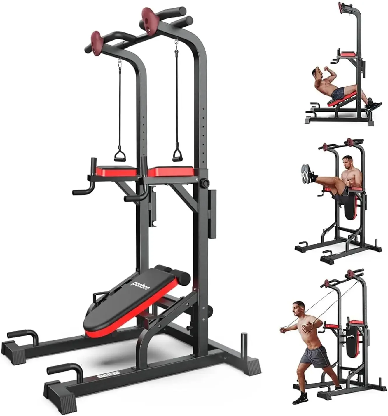 

Power Tower Dip Station Pull-Up Bar, Adjustable Multi-Function Fitness Equipment for Home Gym Strength Training, Full-Body