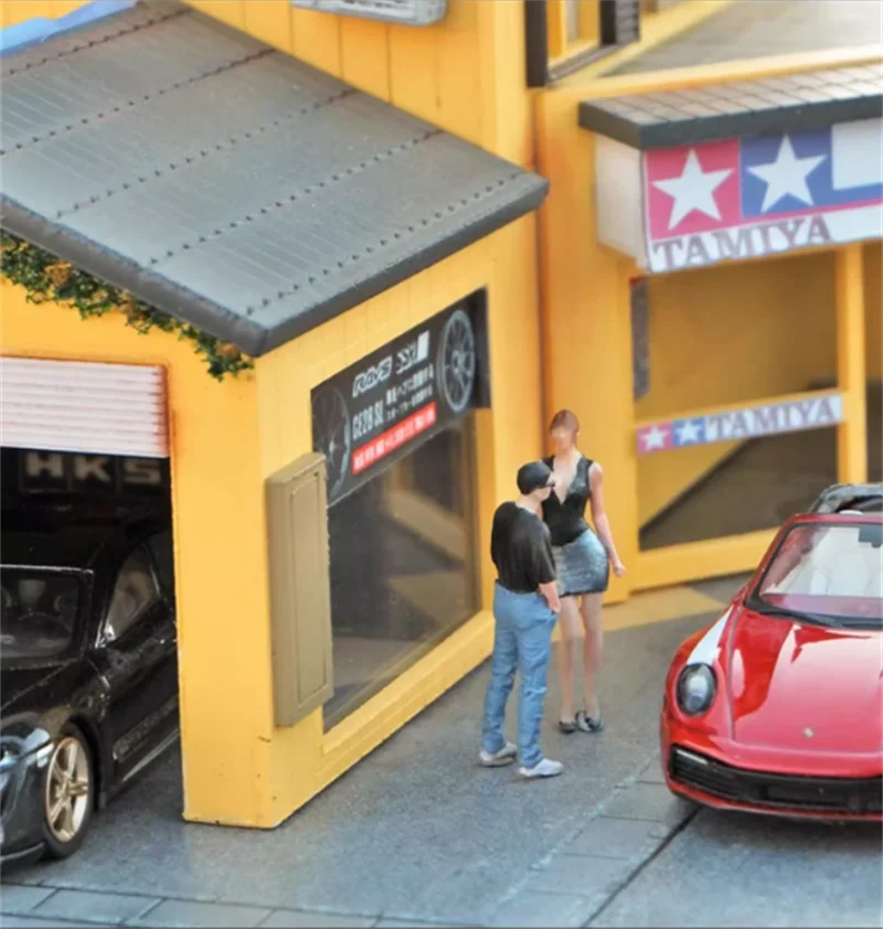 1:64 Schaalmodel 1 Stuks Hars Mannen Met Korte Mouwen En Zonnebril Knappe Guy Action Figure Pop Diy Scène accessoire Display