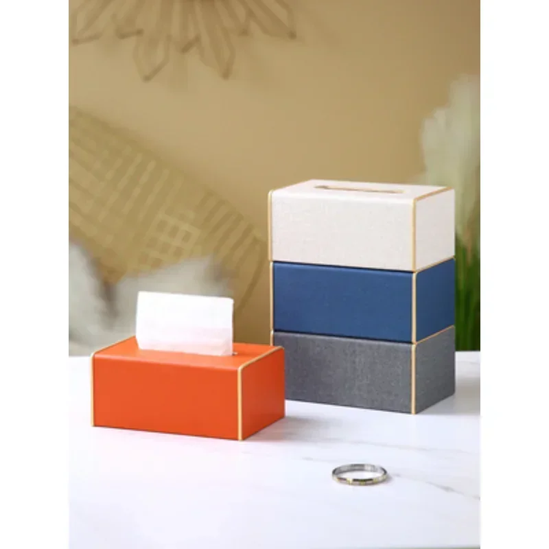 New Leather Living Room Hotel Office Car Paper Case Square Rectangle Storage Bag Organizer Boxes Decorative Tissue Box Holder