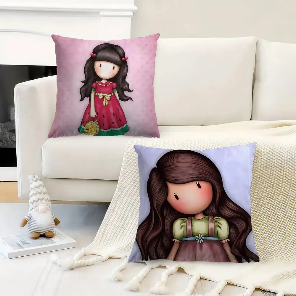 S-Santoro-Gorjuss Cute Cartoon Girl Pillow Cover For Bedroom Room And Living Room Sofa Decorative Cushion Cover