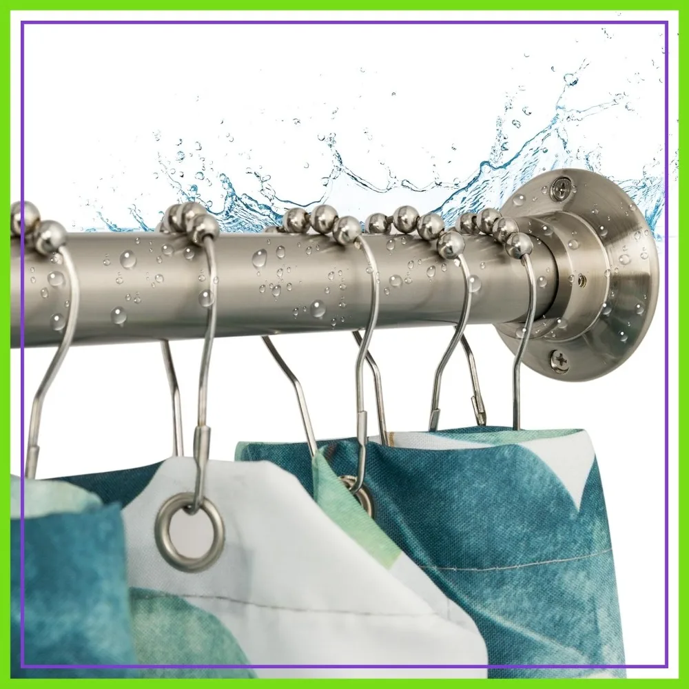 

60" Heavy Duty Straight Shower Rod, Permanent Mount with Screws Bracket, Never Rust Stainless Steel, Brushed Nickel