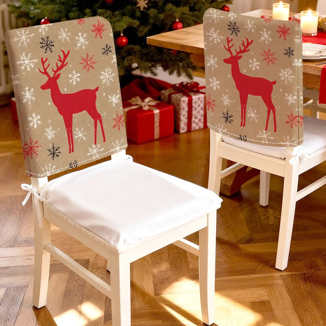2/4/6pcs set 45x55cm Snowflake elkChair Cover Table Decoration Dining Seat Chair Covers Dining Room Bar Party Banquate