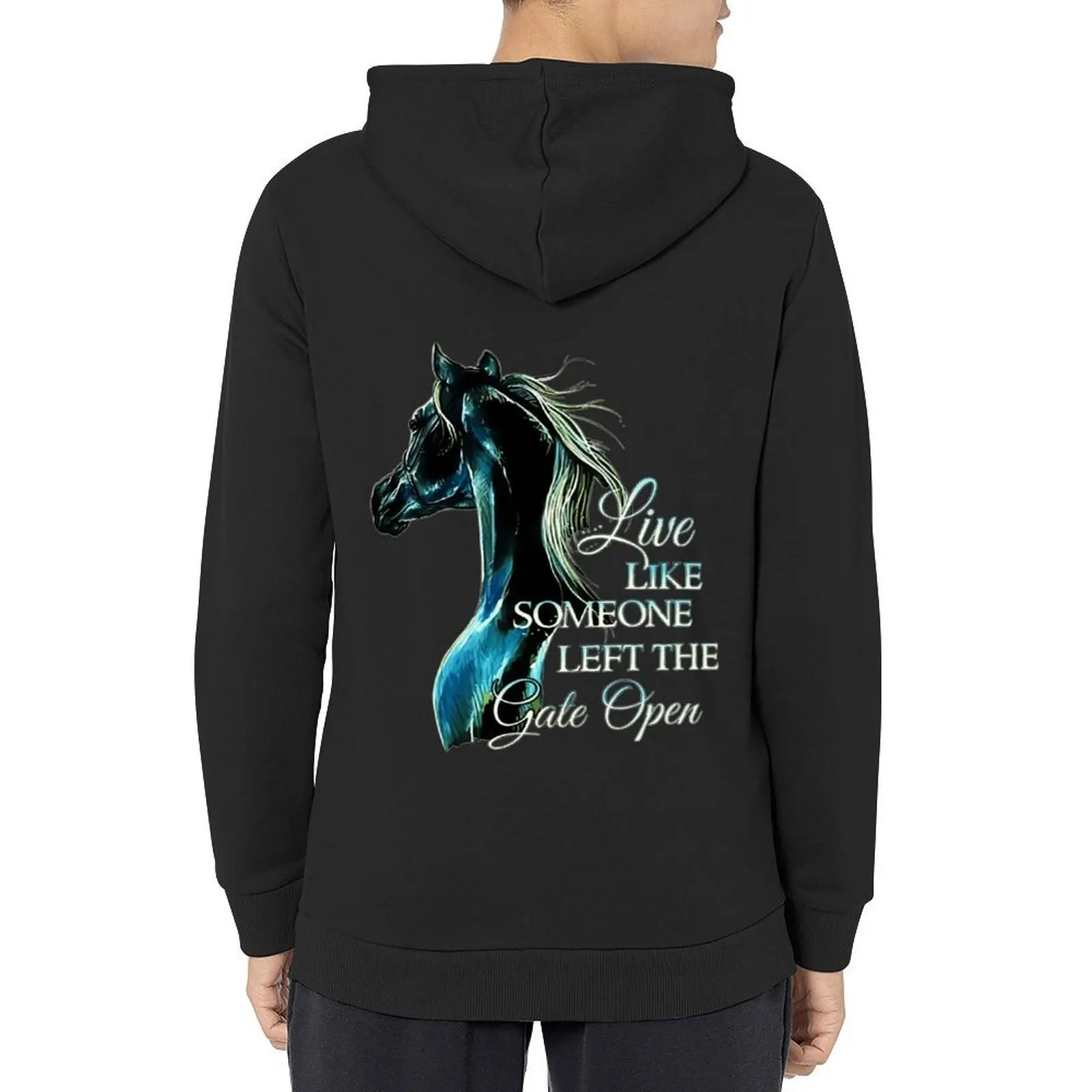 

Live like someone left the gate open horse Hoodie hooded shirt anime clothes mens clothing japanese hoodie
