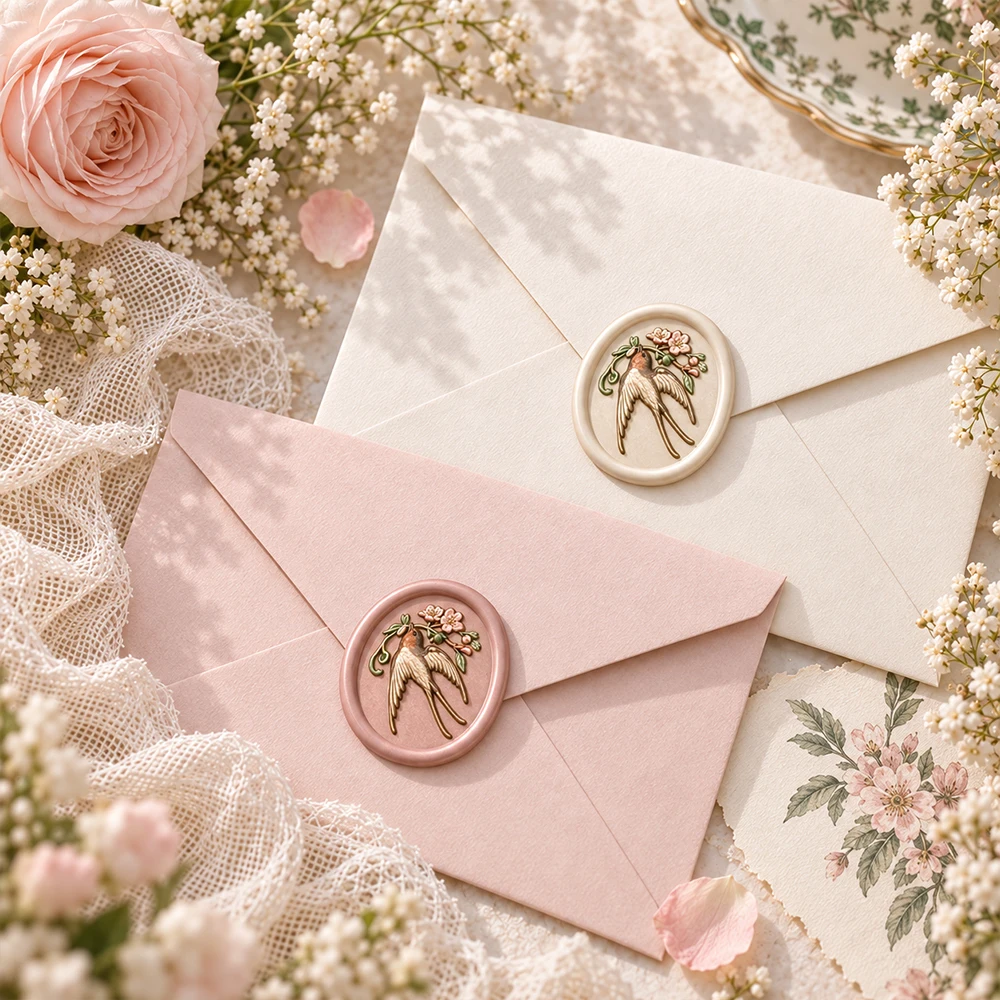 Vintage 3D Embossed Wax Seal Stamp with Handle,writer Illustration Brass Sealing Stamp for Envelope Wedding Invitation DIY Craft