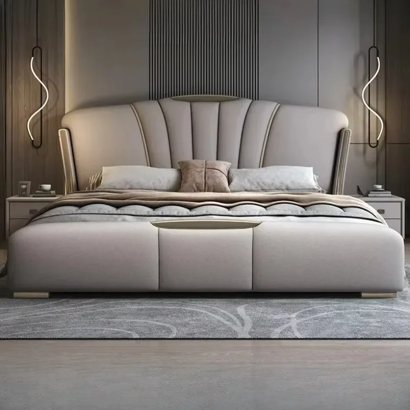 Luxury Double Bed High End Royal Nordic Wood Modern Twin Bed High End Designer Sleeping Cama Matrimonio Bedroom Furniture