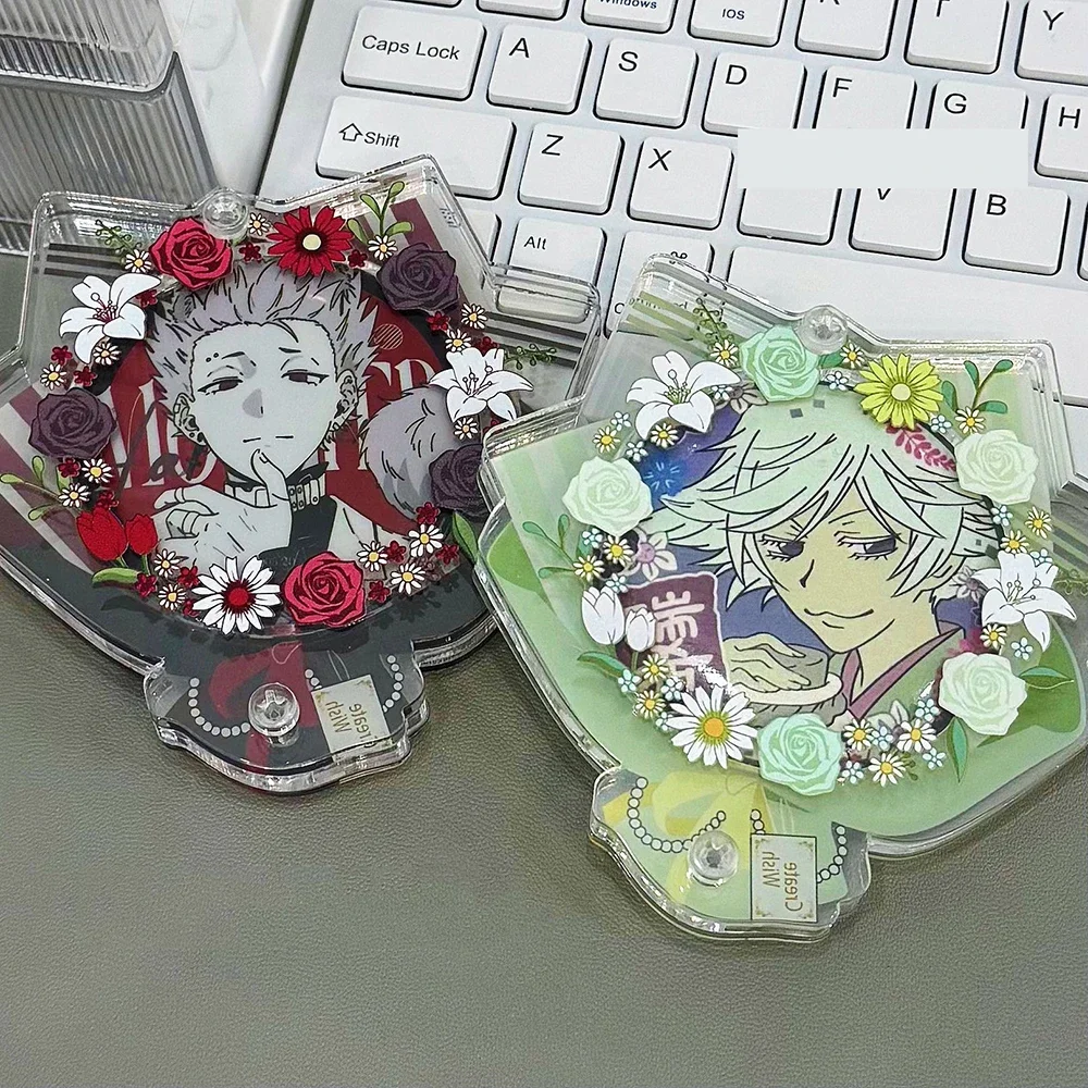 Eternal Flower Bouquet 58mm Card Frame Acrylic Beauty Storage Box, Badge Decoration Storage Box, Gift Friend