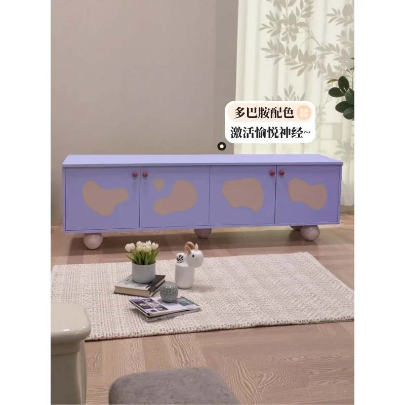 

High-value TV cabinet, dopamine living room color floor-to-ceiling low cabinet 1.8m TV cabinet, contrasting color creative