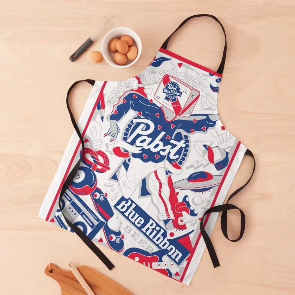 

Аутентичный фартук с синей лентой Pabst, кухонная женская кухонная утварь, водонепроницаемый фартук для кемпинга